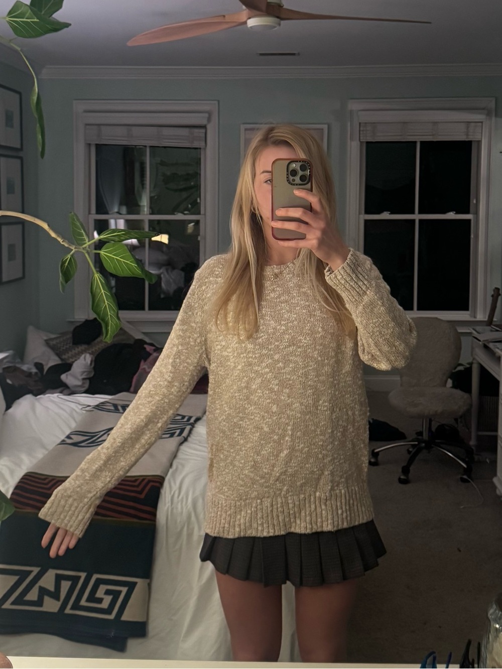 L.L. Bean Cream Marled Crewneck Sweater